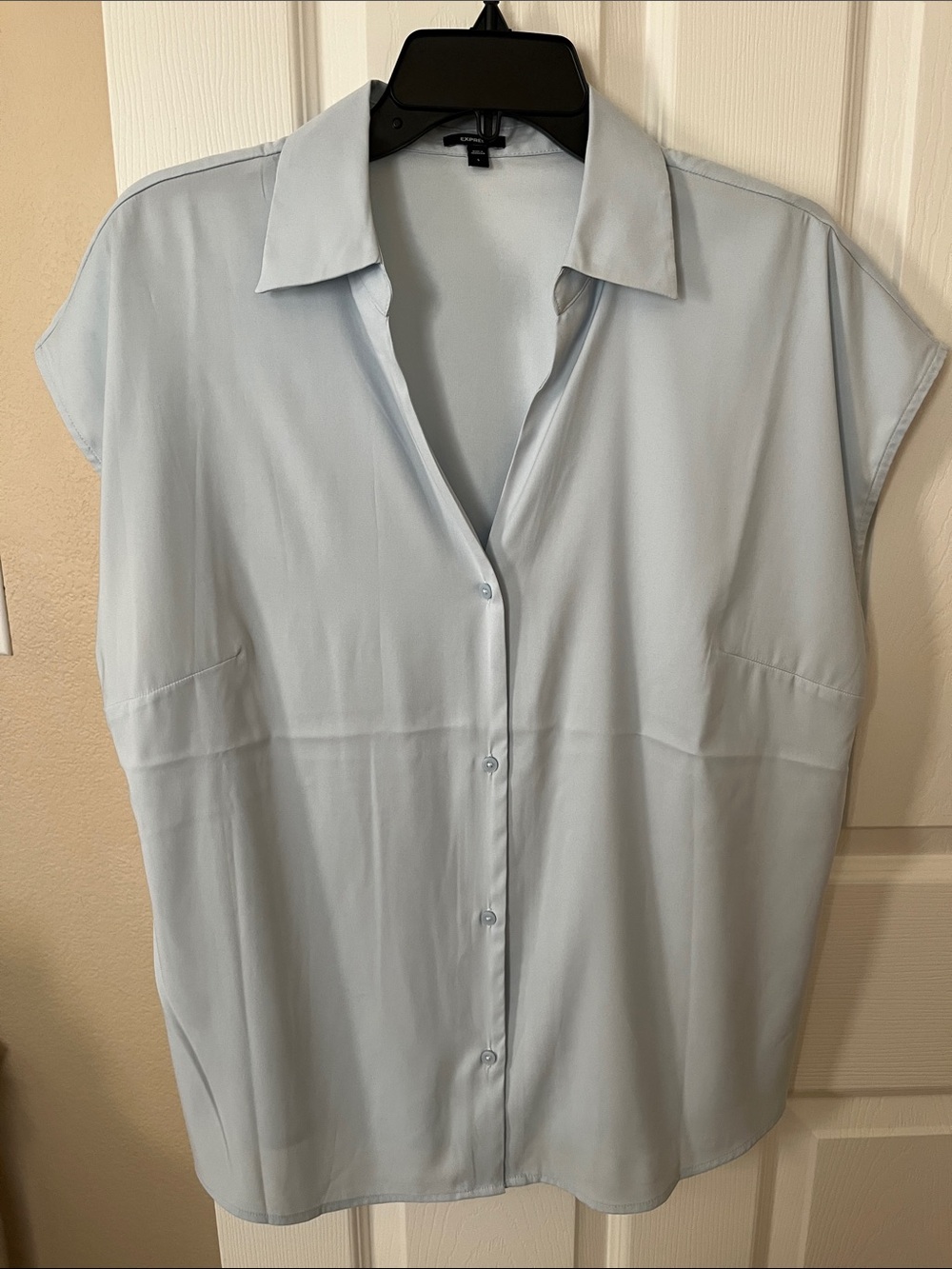 Express Pale Blue Short-Sleeve Button-Down Shirt
